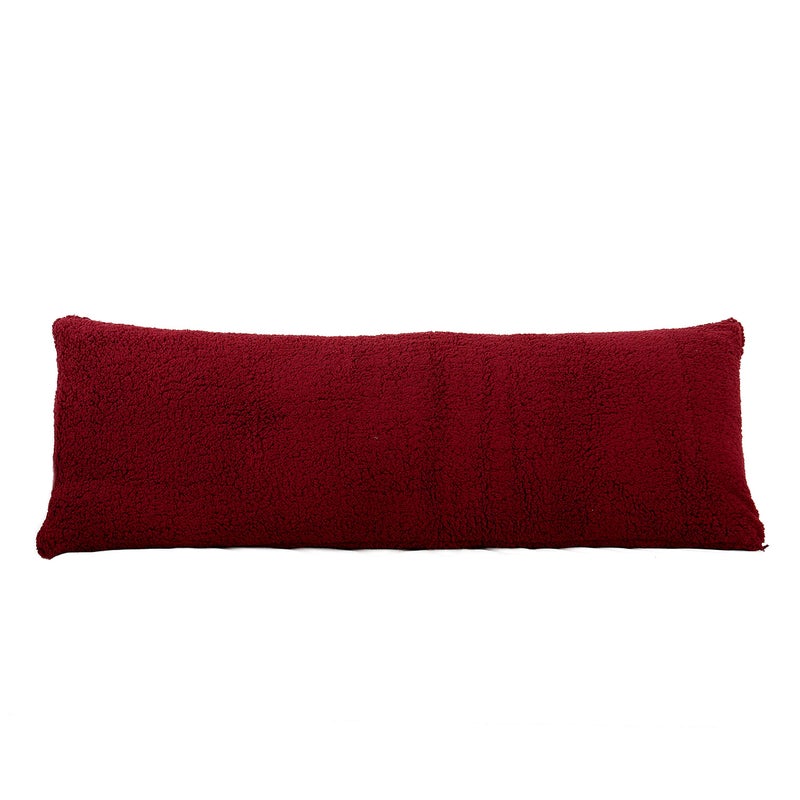 Reafort Ultra Soft Sherpa Body Pillow Cover/Case with Zipper Closure 21"x54" (21"x54" Body Pillow Cover, Red) - Image 2